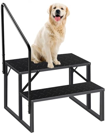 2 Stufen Leitern mit Griff, RV Trittleiter Haustiertreppe, Standtreppe Hocker Kinder aus Stahl Max 300kg, Haushaltsleiter für Spa/Hof/Mobile Home