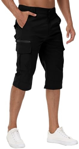 LVCBL herr 3/4 cykelbyxor snabbtorkande utomhus vandringsbyxor sommar shorts M-3XL