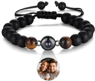 Lam Hub Fong Personalisiertes Foto Projektions Armband mit perlen Benutzerdefinierte Armband mit Bild Geschenk für Männer Familie