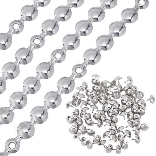 GORGECRAFT 5 Stück X 1m Polsternägel-Streifen 10.5mm Metall Eisen Runder Kopf Dekorative Nagelkopfbesätze Mit 90 Stück Polsternägeln Zum Lösen von Nägeln Passend Für Sofa Stuhl Möbel Silber