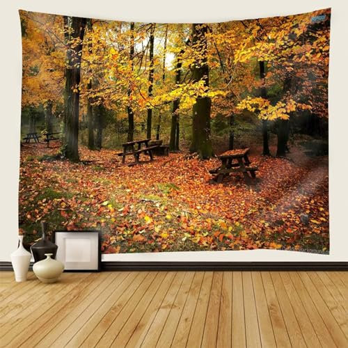 Mesnt Wandteppich Natur, Ahornblatt Groß Wanddeko für Schlafzimmer Wohnzimmer Wohnheim, 150x130cm