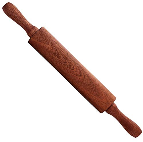 Rouleau à pâtisserie en bois massif, rouleau à pâtisserie, peau de raviolis, petit et grand bâton de nouilles, bâton à rouler (couleur : bois, taille : 48,3 x 6 cm) (bois 40 x 4,5 cm)