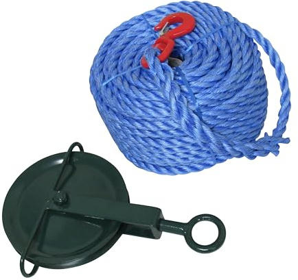 Gin Wheel Scaffold Pulley and Rope 250KG (Scaffolder Lifting Block Attachment 0.25T) (15M Rope)