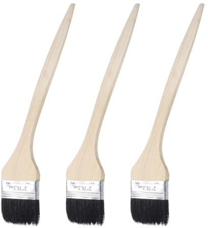 sourcing map 3pcs Bent Radiator Paint Brush 3 Width Curved Wall Paint Soft Bristle Brushes with Long Wood Handle for Painting DIY Wall Treatment