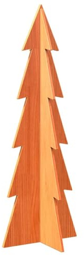 vidaXL Árbol Navidad de Adorno Madera Maciza Pino marrón Cera 112 cm