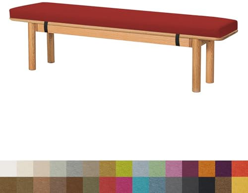 Sitzkissen für Gartenbank, 90 x 40 x 3 cm, Rot, Terrassenmöbel, Sitzpolster für Veranda, Schaukel, Rasenliege und Langstuhl, rechteckige Bankauflage mit dicker Polsterung für Komfort und Stil