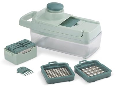 Mandoline multifonction - LIVOO - MEN435 - 8 lames acier inoxydable - Bac de récupération 1,5 L - Compatible lave-vaisselle