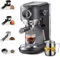 CAFELFFE Macchina per caffè espresso con montalatte, macchina per caffè caldo e freddo, per capsule Nes* e DG*, cuscinetti ESE e fondi per caffè, 7 livelli di selezione del quantitativo di caffè,