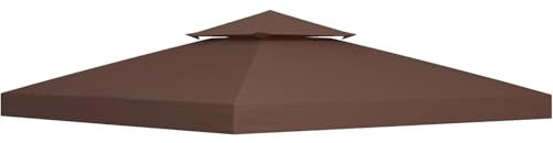 Toit de rechange pour pavillon de 9,8 x 9,8 m, couverture UV à 2 niveaux pour pavillon extérieur de 9,84 x 9,84 pieds (café)