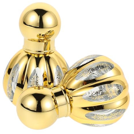 Baluue 2pcs Refillable Glass Perfume Bottles with Leakproof Spiral Seal and Roller Ball for Essential Oils and Fragrance, Elegant Golden Travel Containers with Stylish, Luxurious