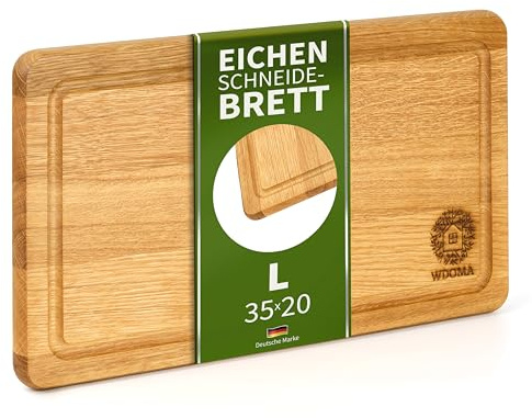 WDOMA Schneidebrett Holz aus Eiche - 35 x 20 x 2 cm - Holzbrett Küche - Cutting Board Wood L - Holzschneidebrett - Hochwertiges Küchenbrett Holz - Wooden Cutting Board - Chopping Board