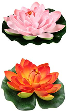 KAILIKETIY 2stücke Künstlicher Lotus Dekoration Simulationslotus Für Teich Und Aquarium Lebensechte Wasserlilie Aus Hochwertigem Material Schwimmend Wasser Tolle Blumenoptik Für Gartenteiche