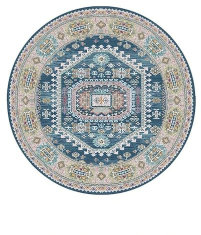 HJZSZX Tapis Rond Vintage pour Salon, décoration Artistique, Facile à Nettoyer, Lavable, pour canapé, Chambre à Coucher, YY008, D, diamètre 120 cm