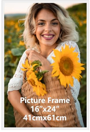 Ditwis Cadre 40x60 cm Blanc Aluminium, Adapté pour Posters et Puzzles, Grand Cadre Métallique pour Salon, Bureau, Galerie Affichage Mural