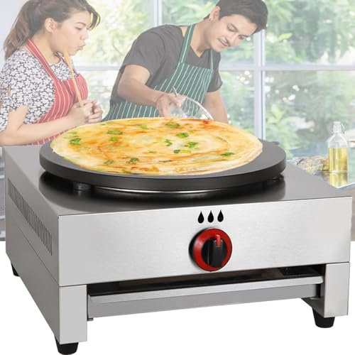 XSDAJSD Plancha para Crepes con Placa Antiadherente, Crepera, Sartén Antiadherente para Crepes, Plancha para panqueques Comercial, Crepera a Gas, Potencia de Fuego Ajustable