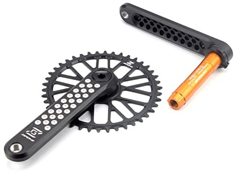 IBOWZ Fahrrad Kurbel Garnitur, 170 mm GXP-Kurbelgarnitur, hohl, integrierte Kurbelarmgarnitur aus Aluminiumlegierung, 40/42/44/46/48 Zähne, rundes Einzelkettenblatt, Kurbelgarnitur für Rennräder