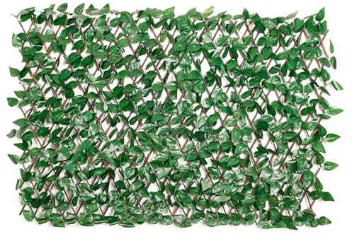 Künstliche Hecke 100 x 200 cm. Künstliche Pflanzenwand Sichtschutz Wandbegrünung Balkon Gartenzaun, für Innenwände geeignet, mit Spalier, garten rankgitter deko sichtschutz weide - Blätter C