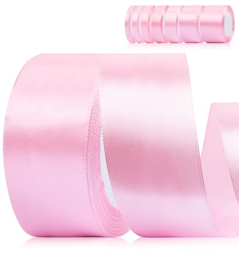 Fyshird Satinband Rosa 40mm x 22m Geschenkband Breit Schleifenband Hochzeit Polyester Bänder zum Basteln Hellrosa Dekoband für Geburtstag DIY Geschenkverpackung Weihnachten