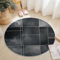 Generico Tappeto rotondo per soggiorno 90 cm, Griglia Quadrata Minimalista Tappetino decorativo antiscivolo per soggiorno camera da letto balcone interno ed esterno Grigio Scuro
