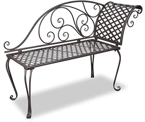 Qnhdfrt Garten Chaiselongue Stahl Antik Braun 128 cm Ergonomische Outdoor-Liege mit Schnörkel für Garten Balkon und Terrasse