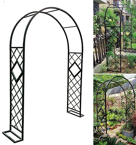 Black Metal Garden Arch for Climbing Plants -Outdoor Trellis for Roses & Grapevines Adjustable Sizes 1.4m to 3.4m (340cm x 230cm) - Perfect for Gardens & Patios