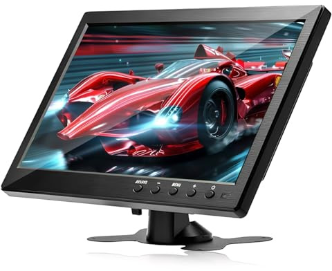 NHOPEEW 10 inch Monitor, 10.1 inch Screen Small Monitor Portable HD 1024x600 with AV/VGA/HDMI/BNC Input Video Display, Built-in Dual Speakers, USB Port