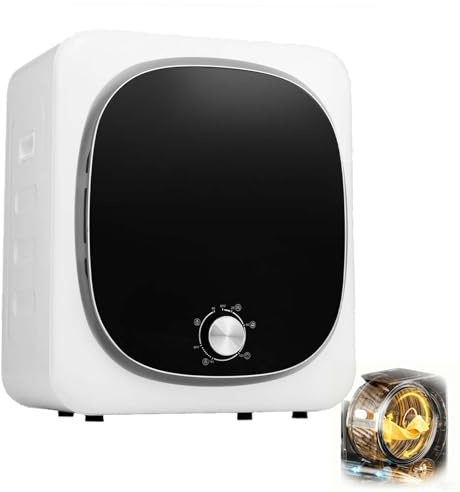 Mini Secadora con Ventilación, Mini Secadora de Ropa de 4 Kg con 5 Modos de Secado con Temporizador, Tintorerías Compactas de 800 W con Tina de Acero Inoxidable y Protección Contra Sobrecalentamiento
