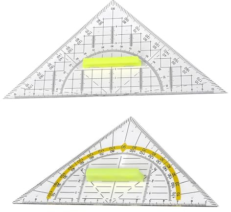 2 Stück Geodreieck Set - 20 cm und 14 cm Geometriedreieck mit Griff, Dreieck Flexibel Großes Geodreieck für Studenten Designer Malerei Kartografieren