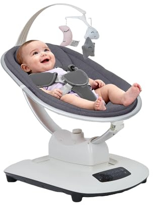 Danonlly Elektrische Baby-Schaukel mit Präzisionsschwingung – 5 Bewegungsprofile, Adaptiver Neigungswinkel & Autotimer bis 18 kg | Inkl. Montessori-Spielbogen und Fernbedienung