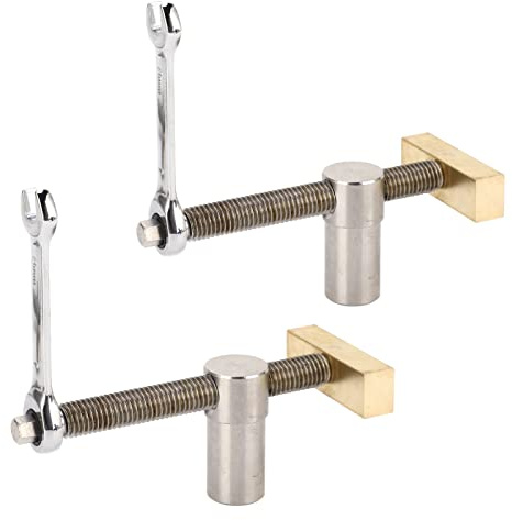 Luocute Bank-Hundeklemme, 2 Stück, Edelstahl, Messing, Holzbearbeitungs-Desktop-Clip, Verstellbarer Werkbankanschlag für Holzbearbeitung, Heimwerker, Fräsen, Schneiden, Schleifen (20MM)
