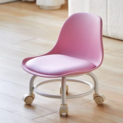 Taburete rodante, silla giratoria de 360 grados con ruedas de metal de plástico, asiento móvil para el hogar, oficina, garaje y jardín
