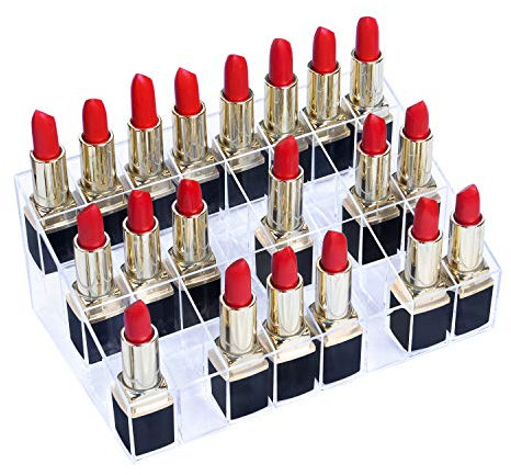 Gospire 40 Stand Lipstick Holder, Clear Acrylic Lip Gloss Lipstick Holder Case Display Rack Holder & 40 slots (in a 8 x 5 arrangement) Makeup Organizer