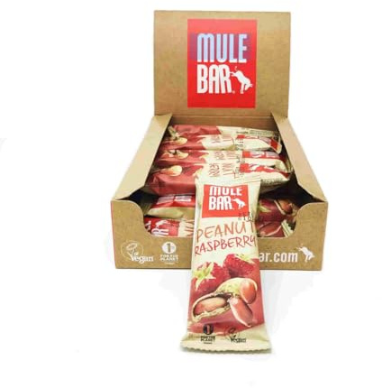 Mulebar - Scatola di 15 barrette energetiche - Arachidi - Lampone - 40g - Vegane