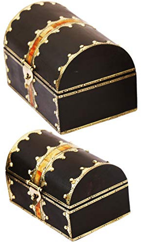 2er SET Orientalische kleine Aufbewahrungsbox mit Deckel Bibni 20cm groß | Orientalischer Schmuckkästchen für Mädchen und Damen zur Schmuckaufbewahrung | Marokkanische Schatulle Box aus Holz
