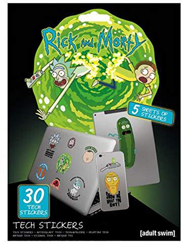 Rick and Morty Adventures Tech Stickers, Set of 30 Stickers for Laptops, Mobile Phones and Tablets - Official Merchandise