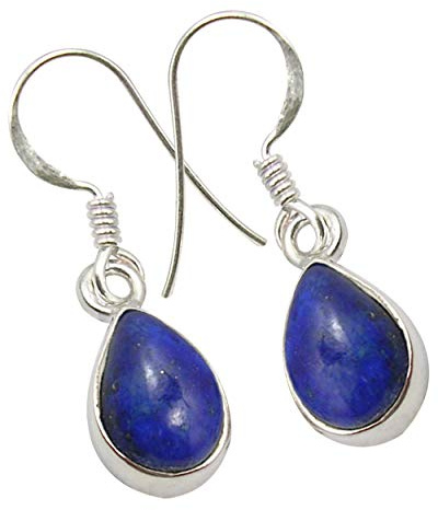 SilverStarJewel 925 Sterling Silber Cabochon Lapislazuli Ohrringe 2,8 cm Modestein