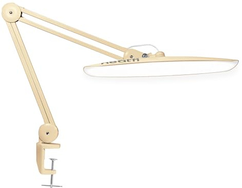 Neatfi XL Nagelbordslampa med Klämfäste, 2200 Lumen, 50cm Brett Lamphuvud, 4 Dimmernivåer, 6500K, LED Arbetslampa för Manikyrbord, Hantverk, Arbetsbänk, Kontor (Icke-CCT med Klämma, Guld)