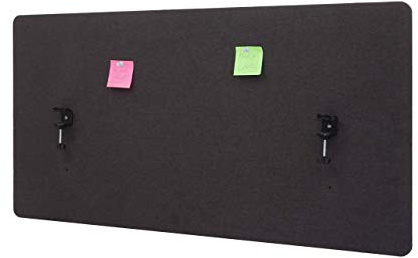 Mendler Akustik-Tischtrennwand HWC-G75 Stoff/Textil - 60x120cm braun-grau | Büro-Sichtschutz, Schreibtisch, Pinnwand, doppelwandig