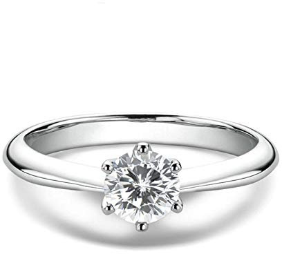 GoodLuck 925er Sterlingsilberring Klassischer Diamantschmuckring Hochzeitsfeier-Jubiläumsring für Frauen