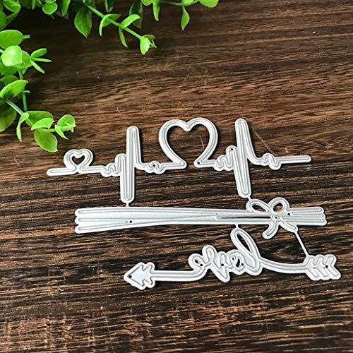 Cartoon EKG Love Arrow Metall Stanzbögen für Kartenherstellung | Stanzschablone, Stanzformen für Fotopapier, Karten, Handwerk Prägen, DIY Herstellung Geburtstag Geschenk Dekor