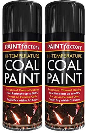 Classic Signature: - 2 x Coal High Temperature Spray Paint 400ml, Stove Up To 600°C, Engine Exhaust Adhesion, Heat Resistant Wood Burners, BBQ Grill