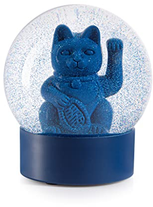 DONKEY Maneki Neko Lucky Globe Winkekatze Blau - Die Schneekugel mit der original Lucky Cat in blau, 11,5 cm hoch