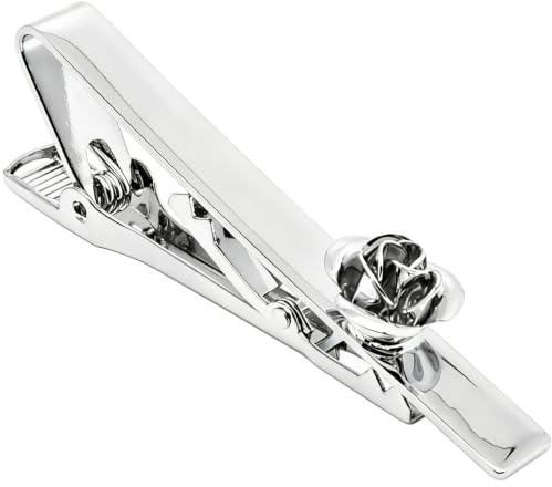 Jonwo Rose Blume 5.7cm Krawattenklammern für Herren In Geschenkbox | Herren Krawattenklammer für normale Krawatten Business Jubiläum Hochzeit Party Büro formelle alltägliche Anlässe Festkleid