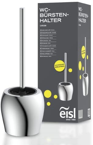 EISL BA0100 WC-Bürstenhalter, Chrom, Badezimmer Klobürste Chrom, freistehende Toilettenbürste mit Standfuß und Innenbehälter, Klobesen, Abnehmbarer Bürstenkopf & -Halter
