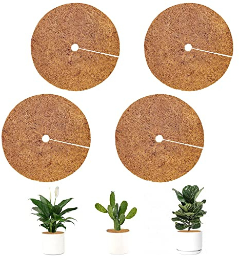 Kokos Mulchscheibe,Kokosscheibe,4 Stück 30cm Durchmesser Kokosmatte,Mehrfach Verwendbar Kokos Mulchscheibe,Blumenkübel Winterschutz,Winterschutz für Kübelpflanzen,Rund Kokosmatte Winterschutz