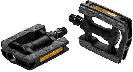 ergotec Pedal, Bike-pedals for Trekking & City, Non-slip Rubberized Surface, Smooth-running Ball Bearing, Sturdy Steel Axle, Black/Grey Finish (857)