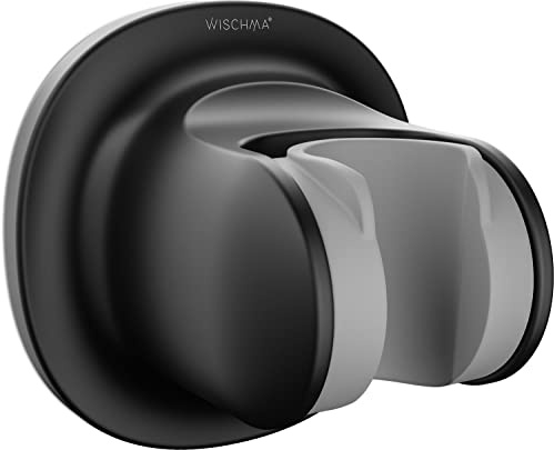 WISCHMA Support de pommeau de douche - Sans perçage - Noir - Support pour pommeau de douche - Support mural pour tuyau de douche standard - Flexible de douche - Accessoires de salle de bain