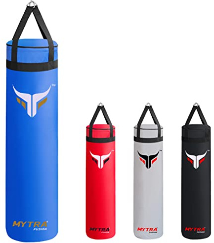 Mytra Fusion Sac de Frappe Suspendre Sac de Frappe Adulte pour MMA, Muay Thai, Boxe, entraînement de karaté Non rempli Sac de Boxe Disponible avec 2 Tailles 4FT et 5FT (Blue, 5FT)