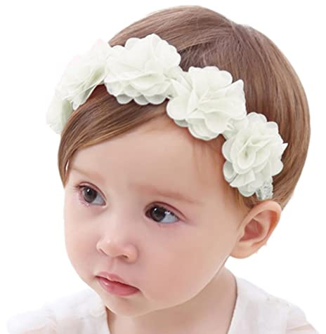 Smashing Baby Elastisk Chiffong Flower Pannband - Elastiskt Hårband Crown Flower Wraps för Nyfödda Småbarn