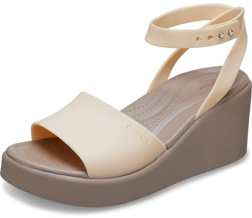Crocs Women's Sandal, Brooklyn Ankle Strap Wedge, Shitake, 8 UK Women